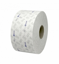 Туалетная бумага Merida Top Print Mini Blue в рулоне, 2 слоя, белая, синий рисунок, 170м, 12шт/уп, T