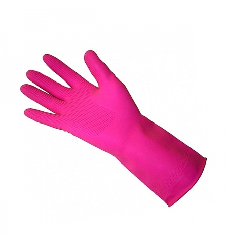 фото: Перчатки резиновые Merida р.М, розовые, с хлопковым напылением