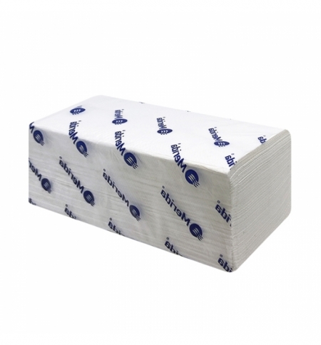 фото: Бумажные полотенца листовые Merida V-Top+4000 BP1402, листовые, белые, V-сложения, 2 слоя, 200 листо