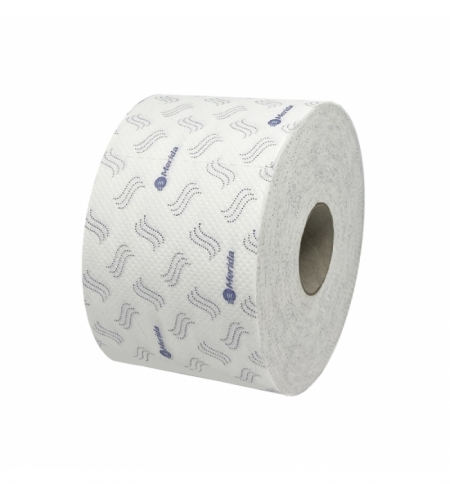 фото: Туалетная бумага Merida Top Print 2 слоя, 80м, белая, синий рисунок, 16шт/уп, TB1405