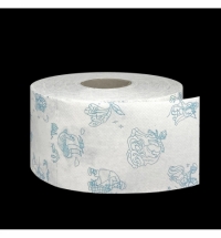 Туалетная бумага Merida Top Print Mini Blue в рулоне, 2 слоя, белая, бирюзовый рисунок, 170м, 12шт/у